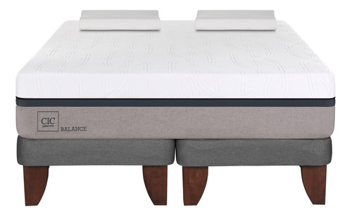 Cama Europea 2 Plazas Cic Balance + Almohadas Visco