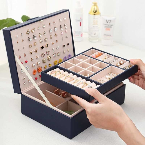 Alhajero Cuero Pu Caja Joyeria Organizado Anillos Accesorios