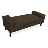 Recamier Calçadeira Baú Estofada Fênix 140 Cm Suede Marrom