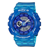 Reloj Casio Baby-g Ba-110jm-2adr Resina Mujer 100% Original Color De La Correa Azul Color Del Fondo Azul