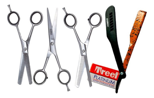 Kit De Corte Profesional Everes- 3 Tijeras + Navajin+navajas