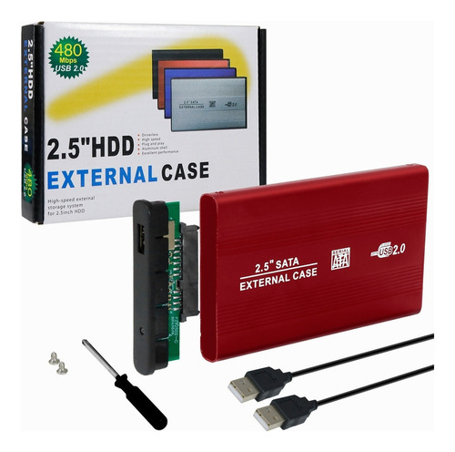 Gabinete Carcasa Disco Duro 2.5 Laptop Sata Usb 2.0 Case Color Rojo