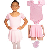 Roupa De Ballet Collant E Saia Cós Rosa Linda Balé