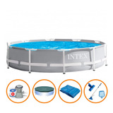 Piscina Intex 4.485l Estrutural Capa Bomba Forro Kit Limpeza