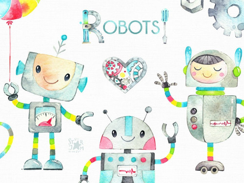 Clipart Robot Robotica Acuarela 1