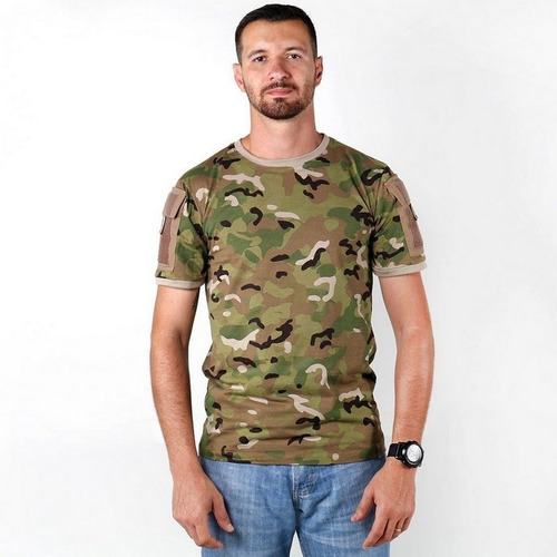 Camiseta T-shirt Masculina Ranger Bélica Com Bolso- Multicam
