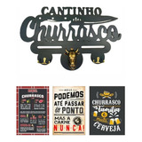 Kit Cantinho Do Churrasco Com Abridor + 3 Placa Decorativas