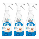 Kit 3 Banhos A Seco Spray Para Cães E Gatos Pet Clean 500ml