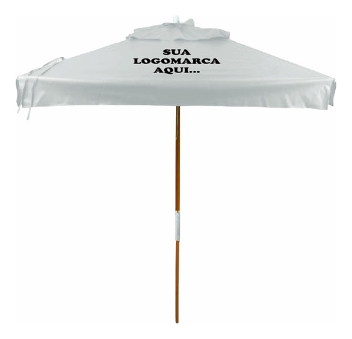 Ombrelone Quadrado Madeira Personalizado  Tecido Bagum 2x2m