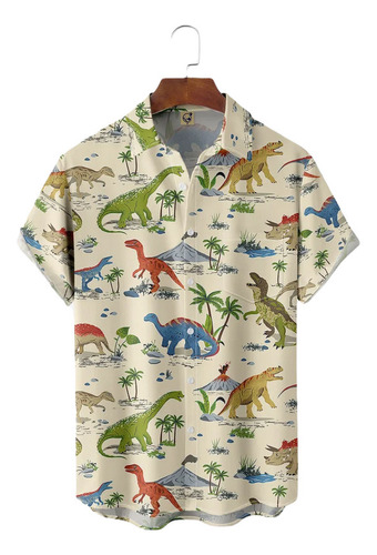 Camisa Hawaiana Unisex De Dinosaur Family, Camisa De Playa P