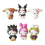 Set 6 Figuras Hello Kitty 4 Cm Melody Kuromi Sanrio Juguetes