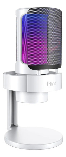 Fifine Ampligame A8 Branco Microfone Condensador Rgb Tripé