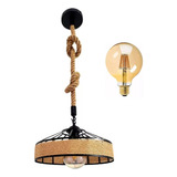 Pendente Corda Rústico Lustre Sisal Boho Grande 50cm + Led