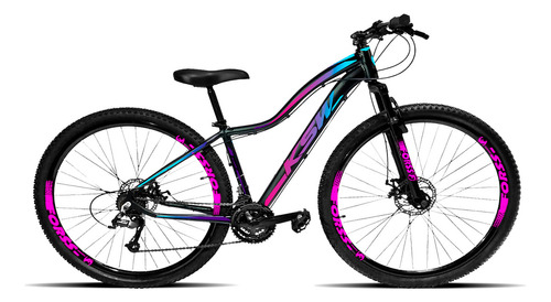 Bicicleta Aro 29 Feminina Ksw Aluminio 21 Marchas Mtb Cor Preto/pink/azul Tamanho Do Quadro 17