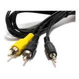 Cable De 2 Rca Negro Amarillo A 1 Plug 3.5mm 1.80mt