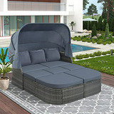 Daybed Retráctil Para Exterior Con Dosel Compatible Con Pati