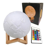 Lámpara Luna + Control Led Base Madera Moon Usb Luces