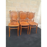 Antiguo Juego Thonet Kohn 6 Sillas Pirograbadas C/ Sello