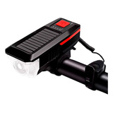 Farol Bicicleta Led T6 - Solar/usb - 350lm - Preto/vermelho