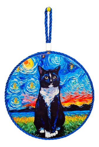 Adorno Colgante Cerámica Gatos Cat Lover Art Nouveau