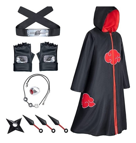 Uchiha Itachi Naruto Akatsuki Capa Encapuchado Accesorios