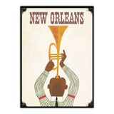 #954 - Cuadro Decorativo New Orleans Jazz Trompeta No Chapa