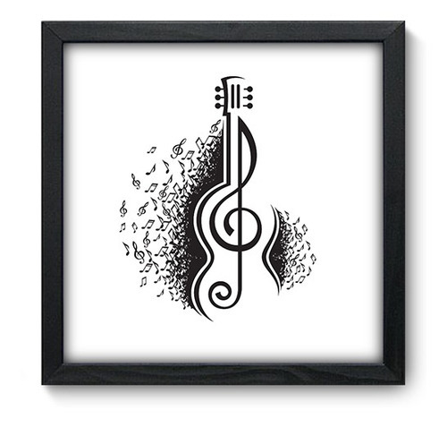 Quadro Decorativo - Notas Musicais - 33cm X 33cm - 086qdg Cor Da Armação Preto