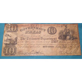 Billete 10 Dollar Usado Antíguo De Usa Texas Año 1838 350 D