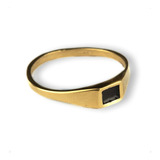 Anillo Mini Cuadrado Black - Enchapado En Oro