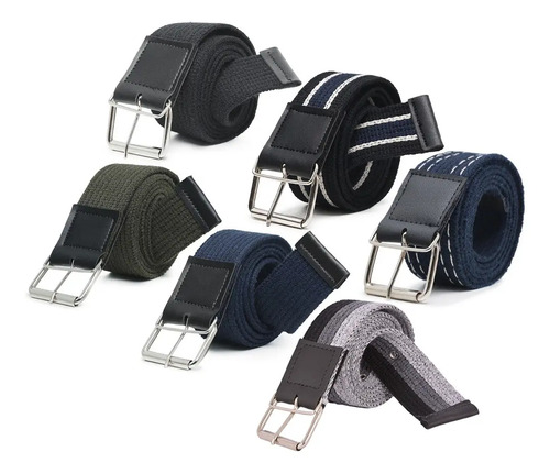 Kit 6 Cinto Masculino Lona Gorgurão Fivela Rolete De Pino
