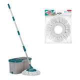 Mop Duas Aguas Giratório Inox Fit Flashlimp + 1 Refil Extra