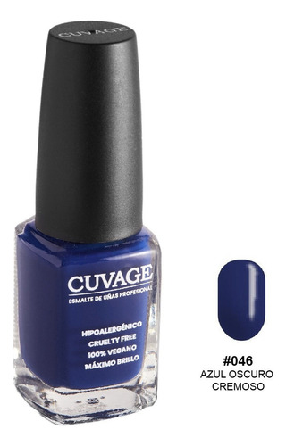 Esmaltes De Uñas Tradicional Sin Tacc Cuvage Pro Keratine C Color #046 Azul Oscuro Cremoso