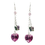 Aros Corazón Y Mariposa Cristal De Swarovski®, Plata Fina