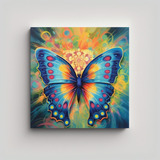 80x80cm Mariposa Colorida Estilo Abstracto Bastidor Madera