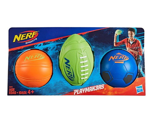 Nerf Set De Balones Playmakers Futbol, Americano, Basquetbol