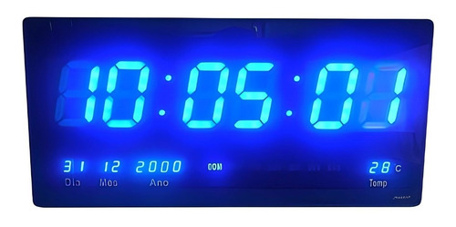 Relógio Grande Digital Parede Led Calendário Termômetro 46cm