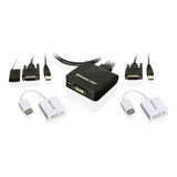 Iogear 2-port Hd Cable Kvm Con Adaptadores De Displayport (g