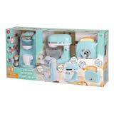 Jogo Cozinha Gourmet Infantil Brinquedo Eletrodoméstico Azul