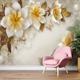 Papel De Parede 3d Floral Textura Sala Flores Luxo 1m²