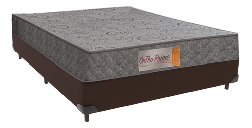 Cama + Box Casal Marrom Colchão Orthoprime D33 Comfort Prime