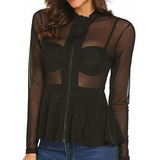 Blusa Transparente Ajustada Mujer