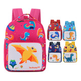 Mochila Escolar Para Niño Niña Jardin Infantil Dinosaurio Color Rosa