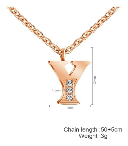 Collar De Letras De Circonita Para Mujer Baño Oro 18k Zircon