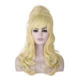 Morticia Peluca Rubia Rizada Colmena Vintage Para Mujer, Pel