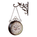 Creatividad Reloj Pared Doble Cara Dos Caras Metal Vintage