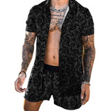 Conjunto De Camisa De Manga Corta Con Estampado Hawaiano