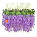 24pz Flores Artificial Wisteria Decoración Boda Fiesta Hogar