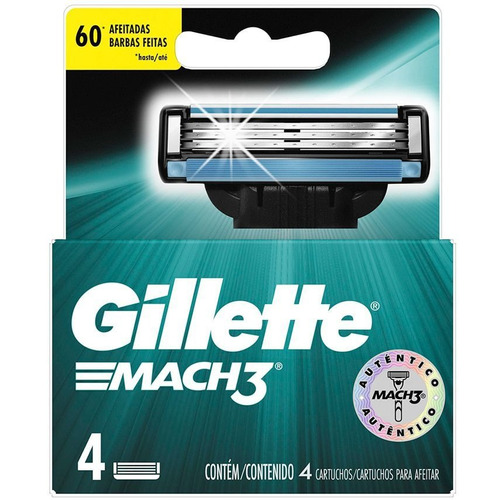 Carga Gillette Mach3 Com 4 Unidades