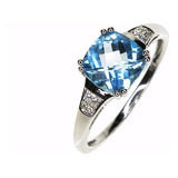 Anillo Blue Topaz Diamantes Oro 18 Kts.- Joyas Posibles