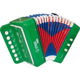 Acordeon Infantil Spring Baixos Gaita Kids Spk-73v Verde